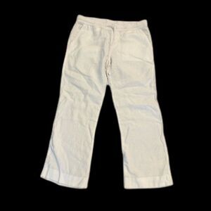 James Perse 100% Linen White Cotton Wide Leg Drawstring Pant Large